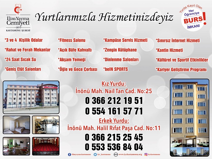 Yurtlarımızla Hizmetinizdeyiz